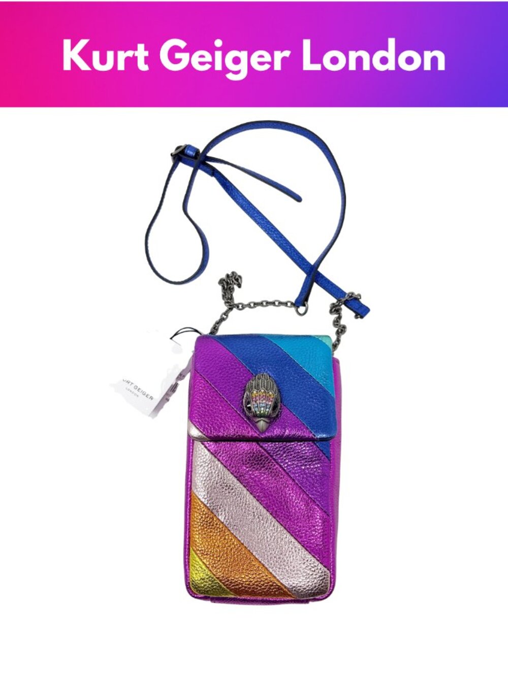 Krut Geiger Metallic Rainbow Phone Crossbody Bag